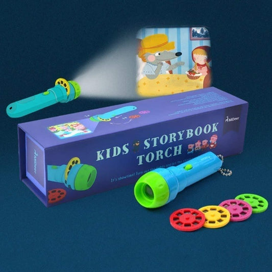 Cartoon Storybook Cards LED Projection Flashlight Interactive Toy Kids Gift 2805697899882