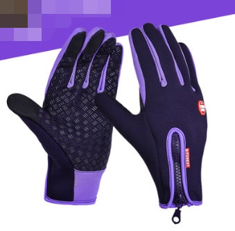 Outdoor Waterproof Gloves Touch Screen Windproof Riding Zipper Sports Winter Warm Fleece Mountaineering Gloves 2806121271265