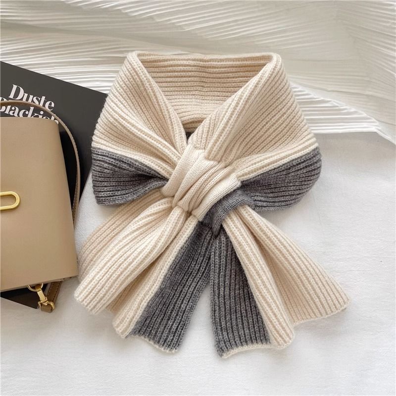 Sweet Color-blocked Knitted Scarf For Women Autumn And Winter Warm Versatile Fashion Scarf For Girls 28071053 23a4 441a bf0c 