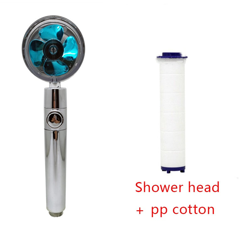 Shower Head Water Saving Flow 360 Degrees Rotating With Small Fan ABS Rain High Pressure Spray Nozzle Bathroom Accessories 28