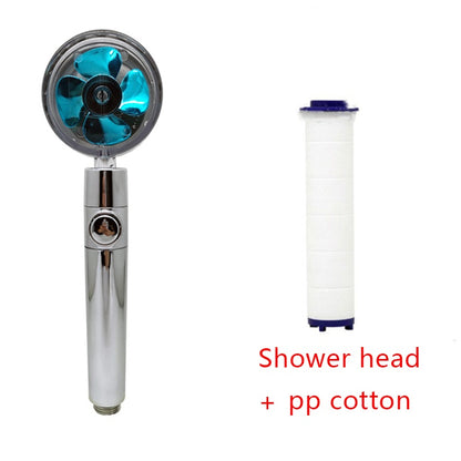 Shower Head Water Saving Flow 360 Degrees Rotating With Small Fan ABS Rain High Pressure Spray Nozzle Bathroom Accessories 28