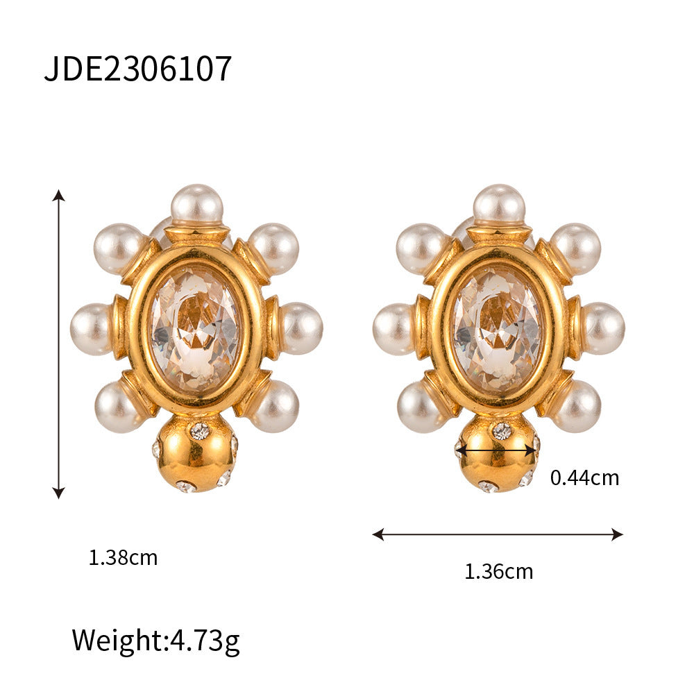 Stainless Steel Pearl Stud Earrings Titanium Steel 2821a718 22a3 4b49 90a4 fab2141f5ed4