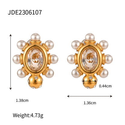 Stainless Steel Pearl Stud Earrings Titanium Steel 2821a718 22a3 4b49 90a4 fab2141f5ed4