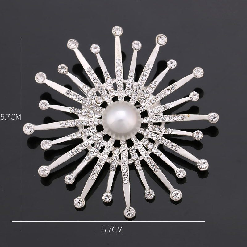 Rhinestone Pearl Brooch Pin 2822258643585