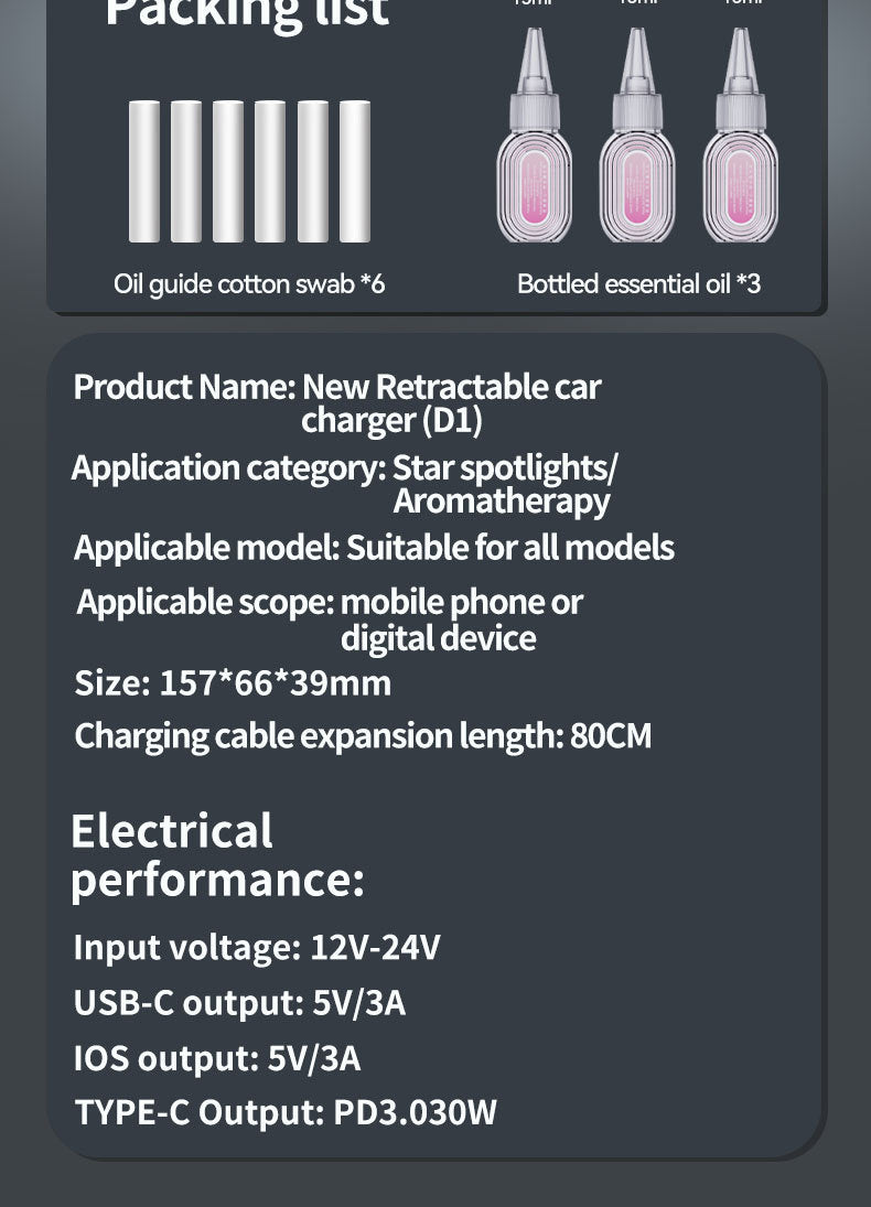 Multifunctional Purple Light Car Phone Charger