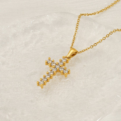 Ins Style Vintage Cross Zircon Necklace 28316a83 402b 43eb 85ff f5e2ffe86453