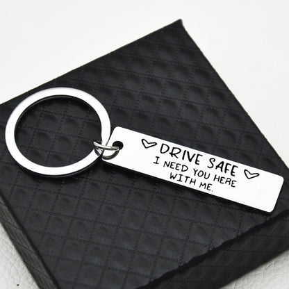 Be Safe Honey i Need You Here With Me Stainless Steel keychain 28353358989887