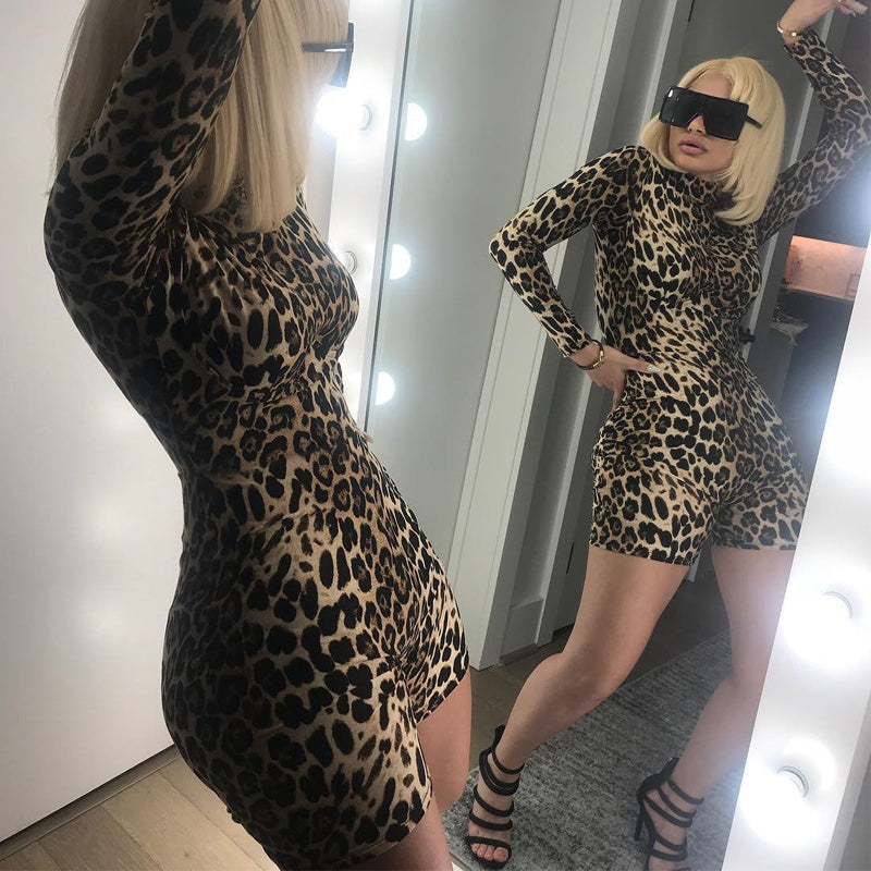 Women's High Neck Pullover Long Sleeve Sexy Jumpsuit 2841776244297