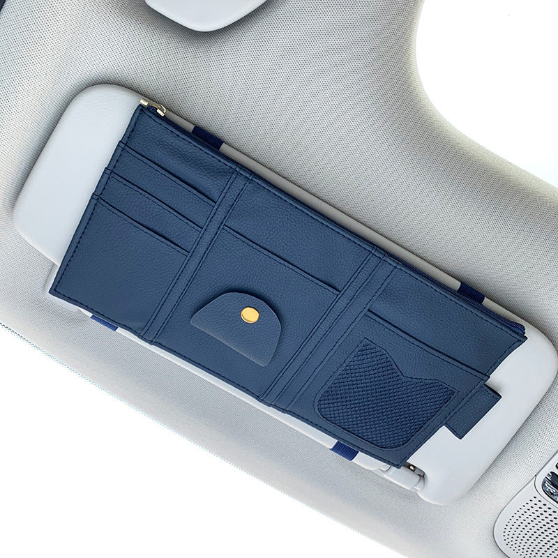 Car Sun Visor Organizer Storage Holder Full Leather Wrap 2842694163845