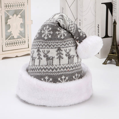 Snowflake Deer Knitted Wool Flannel Christmas Hat 2852a123 c8be 42d6 a726 0c0f7f8b27c5