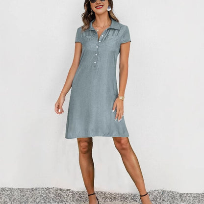 Split Pocket Large Swing Skirt Plus Size Casual Denim Dress