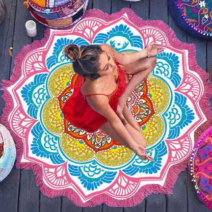 Polygon Printing Tassel Round Bath Towel Yoga Mat 286124163196