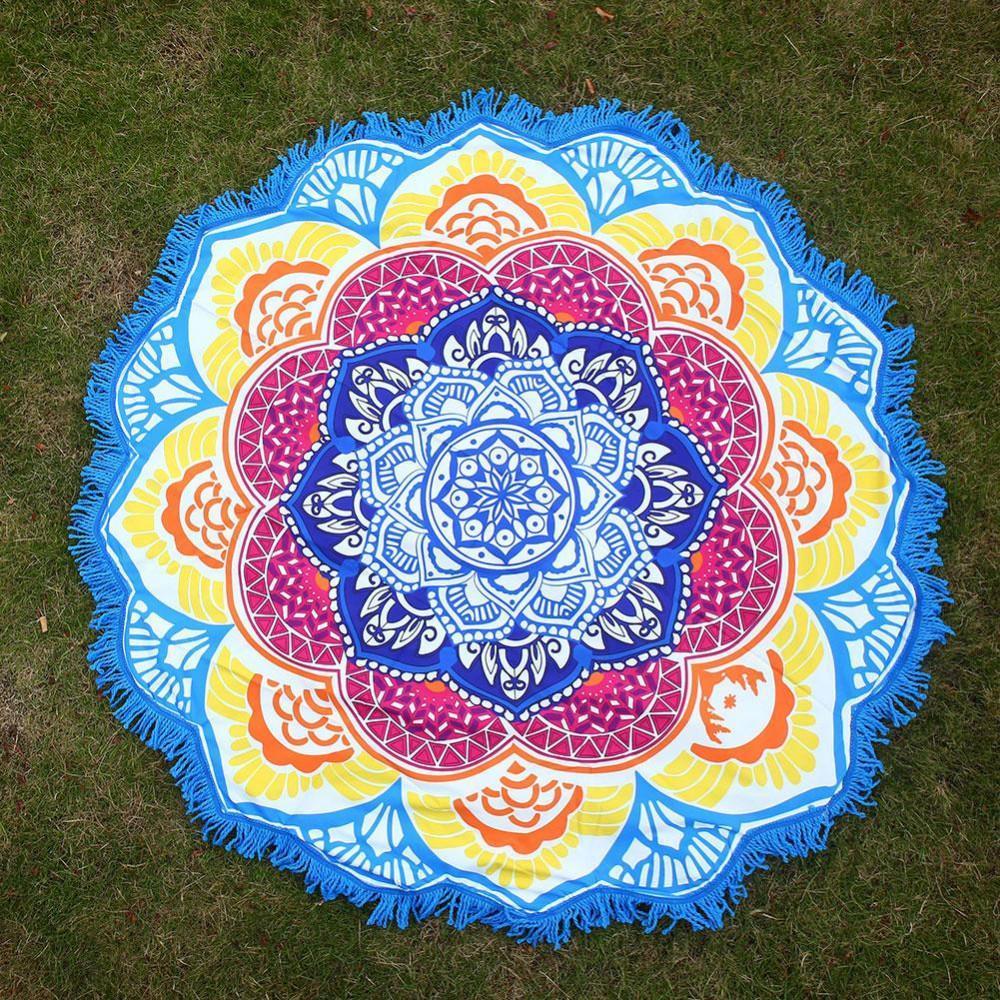Round Printed Bath Towel Beach Towel Yoga Mat 2862164594982