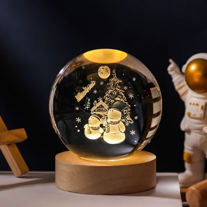 Luminous Starry Sky And Planets Moon Moon Crystal Ball Small Night Lamp Projection Ambience Light Creative Gift New Strange G