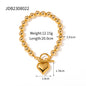 Three-dimensional Peach Heart Pendant Round Beads Stainless Steel Necklace 2877fbc5 d119 41b9 a950 89ad2befb221