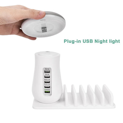 Compatible With Besegad Mushroom LED Light Lamp USB Charging Dock Station Organizer With 5-Port For Galaxy Smart Tablet - 图片 4