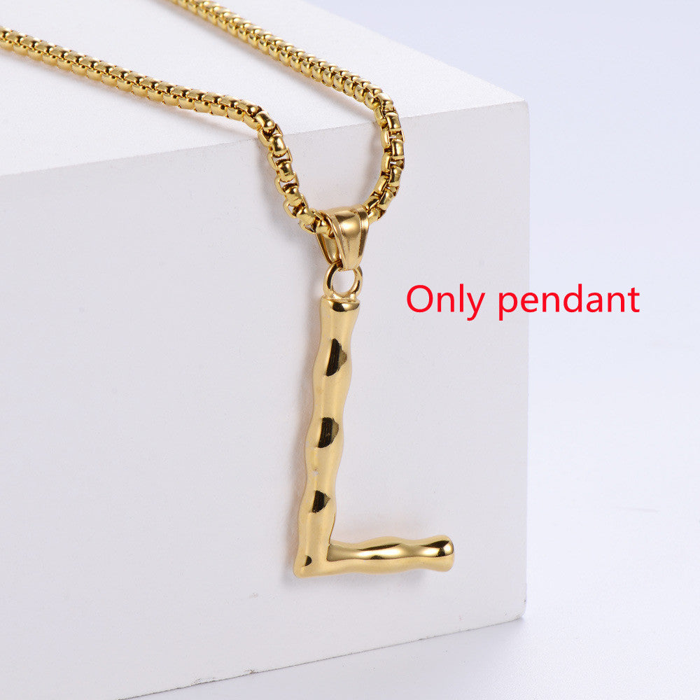 Three-dimensional 26 English Letter Pendant Necklace Fashion Jewelry Titanium Steel Couple Ornament 288697fc 1ac9 47d4 a925 6