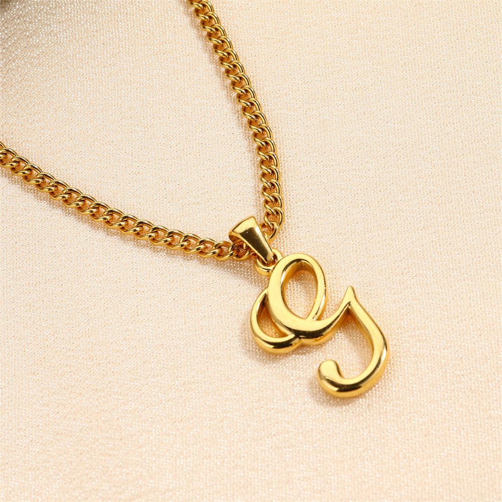 Simple Elegant Necklace Stainless Steel 18K Gold Mini English Letter Pendant 28ab0f60 8048 4c56 b2d2 fdc77838bdcc