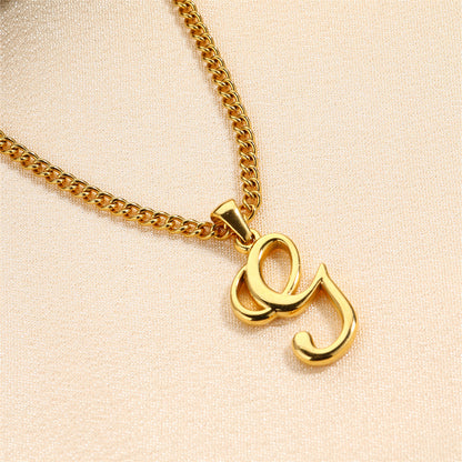 Simple Elegant Necklace Stainless Steel 18K Gold Mini English Letter Pendant 28ab0f60 8048 4c56 b2d2 fdc77838bdcc