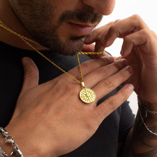 Men's Layered Nautical Travel Compass Pendant Necklace 28b3a1d6 a1c4 4afb b74d bdd14bb3184e