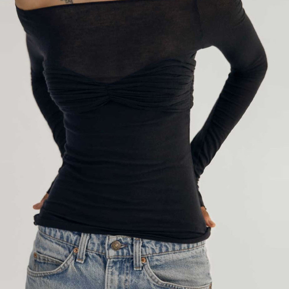 Perspective One-line Neck T-shirt Top 28b8bf59 ee99 443b 89bc b3f53e5b68d9
