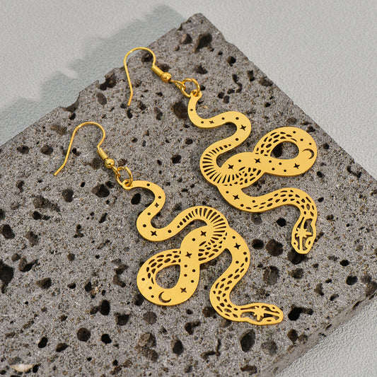 Personalized Design Snake Element Simple Hollow Star And Moon Earrings 28bbf096 07b4 40bc 9b99 98cfe900740f