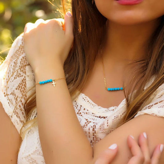 Simple turquoise beaded women's bracelet 29010887497656