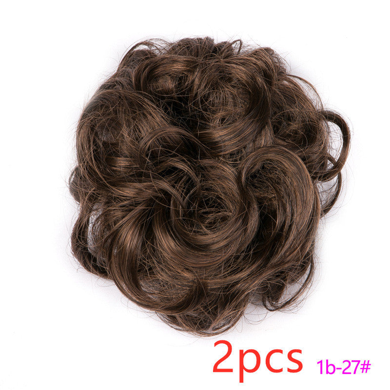 Europe, Japan, and South Korea popular hair bun fluffy natural drawstring curly hair ball head hair ring hair set female hair