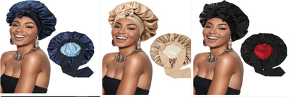 Double-layer Satin Ribbon Round Cap Bow Artificial Silk Beauty Hair Care Wide-brimmed Hat 2909aa2f 4802 449e 8a72 a6d64423746