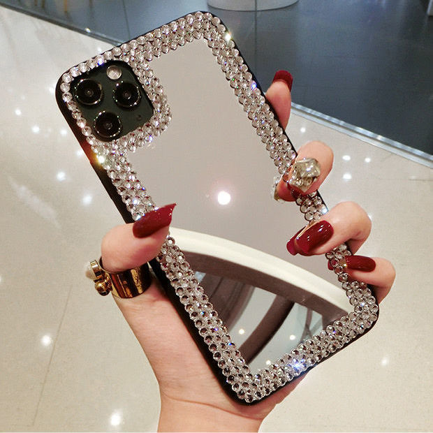 Acrylic Mirror Rhinestone Luxury Diamond Makeup Mirror Phone Case 291df974 34e7 48da b4c8 ecd7b481d95f