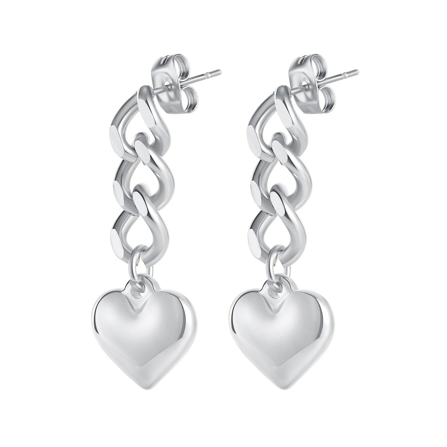 Sweet And Cool Style Peach Heart Chain Tassel Earrings 2938b17f 493e 4612 8fcf 54e89bdffb3c