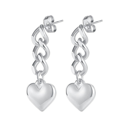 Sweet And Cool Style Peach Heart Chain Tassel Earrings 2938b17f 493e 4612 8fcf 54e89bdffb3c