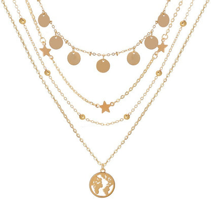 Simple Round Piece Five-Pointed Star Pendant Multilayer Necklace 2947d9e1 ace9 47cc bf79 56ca2c67eafb 8667d0ba f6cd 4bce 8ee6