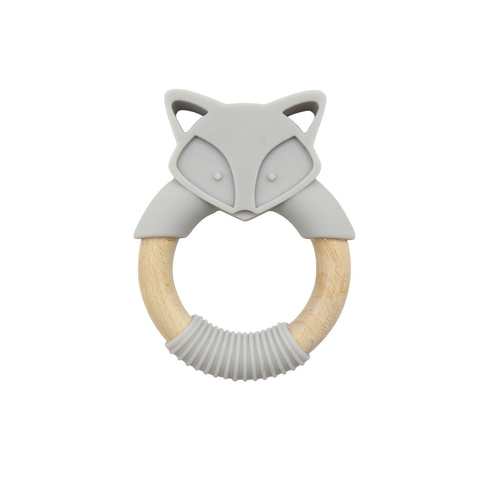 Baby Silicone Wood Ring Fox Baby Teether Molar Stick Toy 29491563747