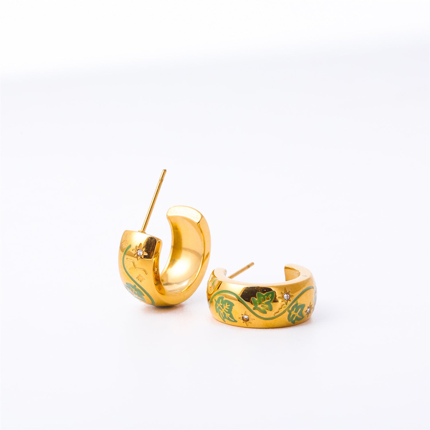 Painted Flower Flower Rose C- Shaped Earrings 294aa716 0a52 4aa7 9a77 3d8cfaeb794b