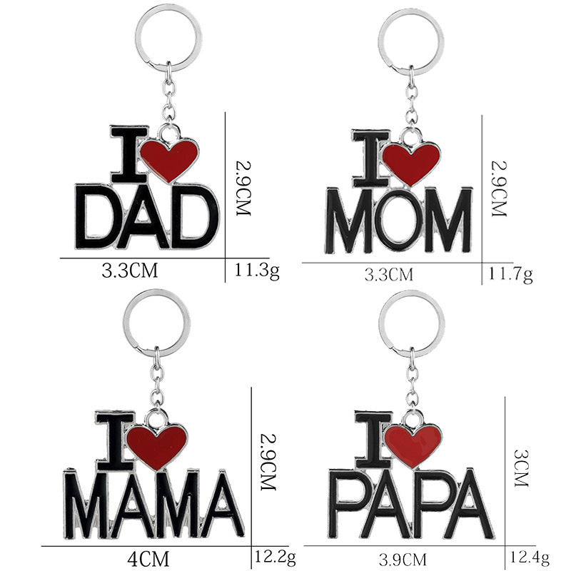 Creative Letters I LOVE YOU MOM DAD Keychain Pendant 294e0581 cbfd 4ed9 803b fab3d183817a