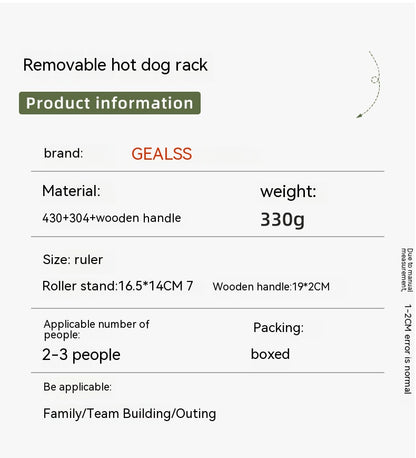 Hot Dog Rack Removable Stainless Steel Roasted Sausage Doll Rack Rolling Barbecue