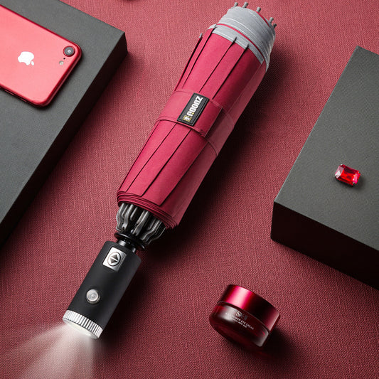 LED Flashlight Lighting Rain and Sunshine Folding Umbrella 2954104126054