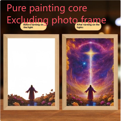 Jesus LED Light Painting Home Decoration Light Painting Photo Frame Led Night Light Room Decor Christmas Gifts Moon Lamp 2972