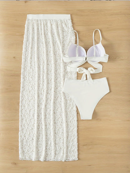 Swimsuit Elegant Gathered Long Skirt Bikini Three Pieces 298587e4 8694 4b3b 8967 ee1da12e248c