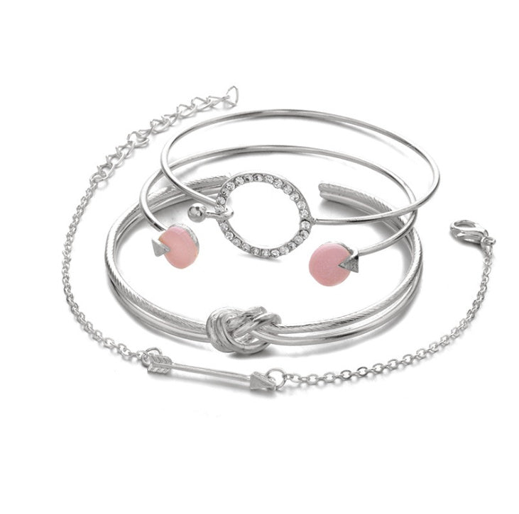 Classic Arrow Knot Round Crystal Gem Multilayer Adjustable Bracelet Set Women Fashion Party Jewelry Gift 298731634940 4604dee