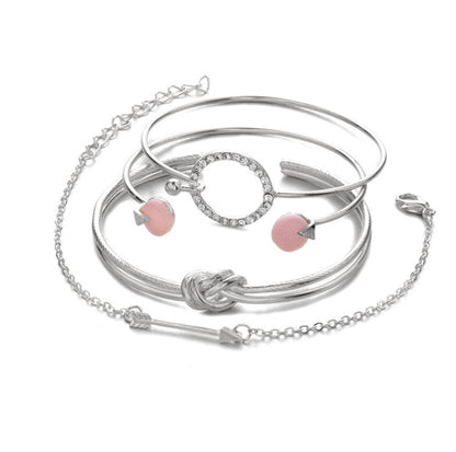 Classic Arrow Knot Round Crystal Gem Multilayer Adjustable Bracelet Set Women Fashion Party Jewelry Gift 298731634940 4604dee