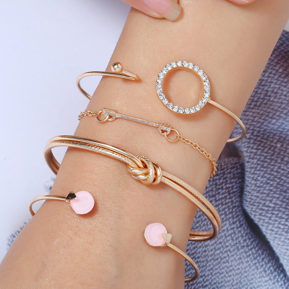 Personality knotted ring circle diamond arrow bracelet 299204240850