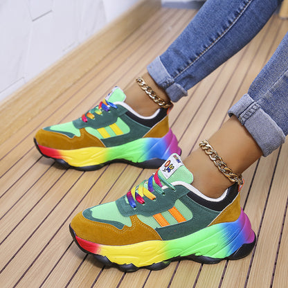 Women's Fashion Thick Bottom Colorful Front Lace-up Sneakers 29e33f9e d1bf 4d6e be17 29a3261965bc