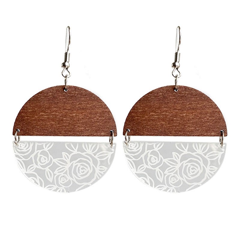Wood Acrylic Geometric Stitching Rose Flower Lace Laser Marking Personalized Earrings 29ef8d5c 91d1 49d6 b17f 4e403a3150b4