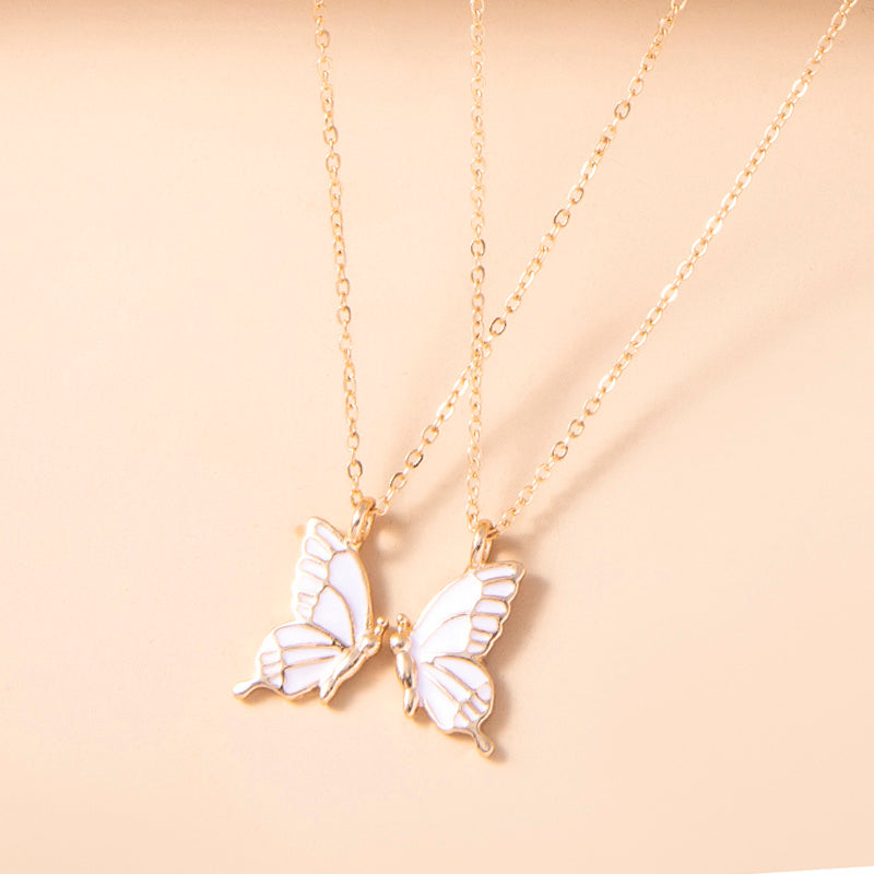 1 Pair Butterfly Pendant Necklace For Women Girls Sisters Friends With Inspirational Friendship Card - HD Wireless Product #4