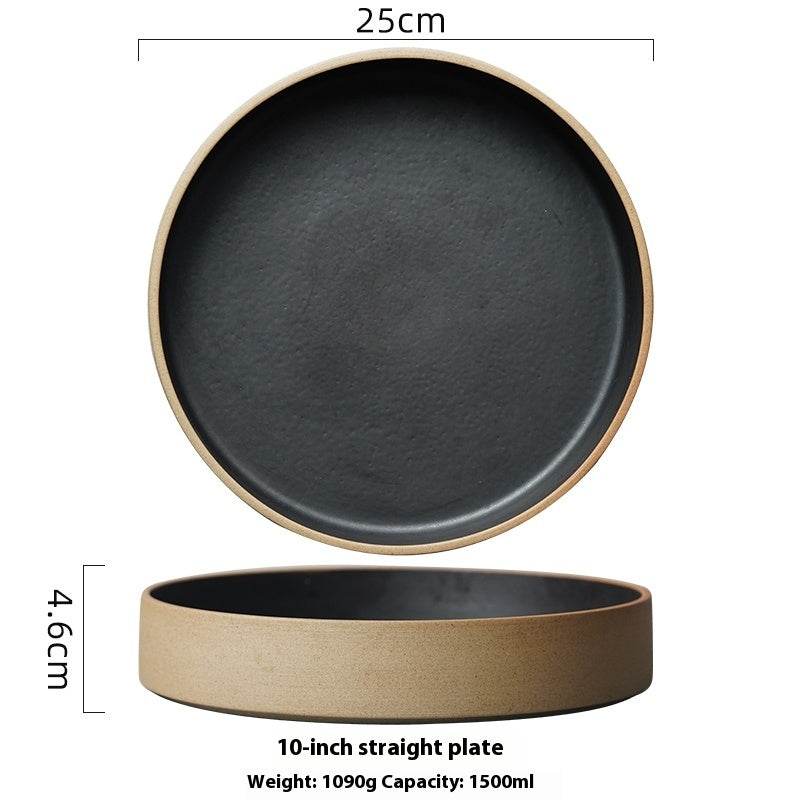 Home Retro Circle And Creative Pottery Clay Handmade Deep Plates 29f52304 421f 4d9f be5c aebff9599bf4