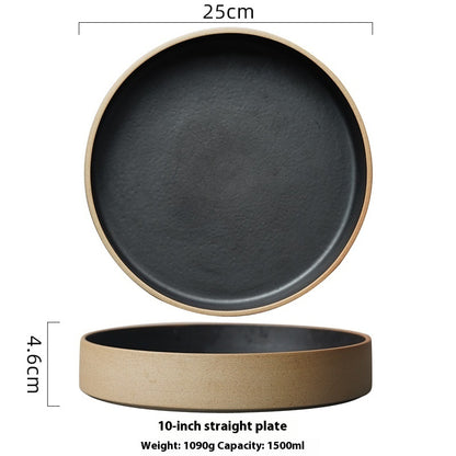 Home Retro Circle And Creative Pottery Clay Handmade Deep Plates 29f52304 421f 4d9f be5c aebff9599bf4