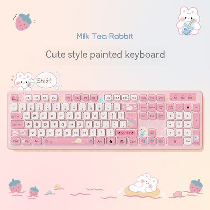 Milk Tea Rabbit Cute Chocolate Wired Keyboard - 图片 2
