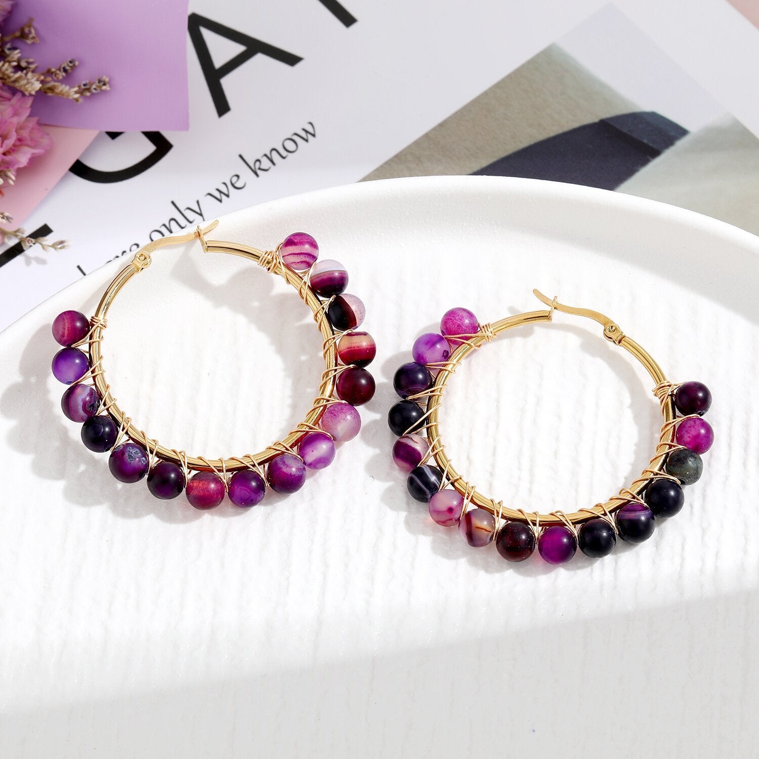 Natural Stone Stainless Steel Winding Earrings 2a52a935 433e 409c ba06 fdb87507f5e5